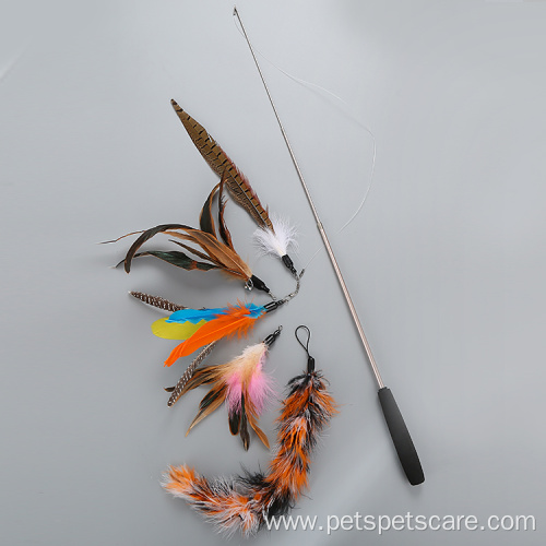 one retractable wand cat feather teaser pack toy